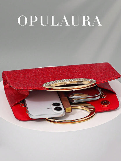 OpulAura Women's Fashion Sparkling Crystal Rhinestone Evening Clutch Bag, Glitzy Luxury Diamond Studded Formal Dress Purse, Suitable For Gala, Party, Birthday, Wedding, As Birthday Gift