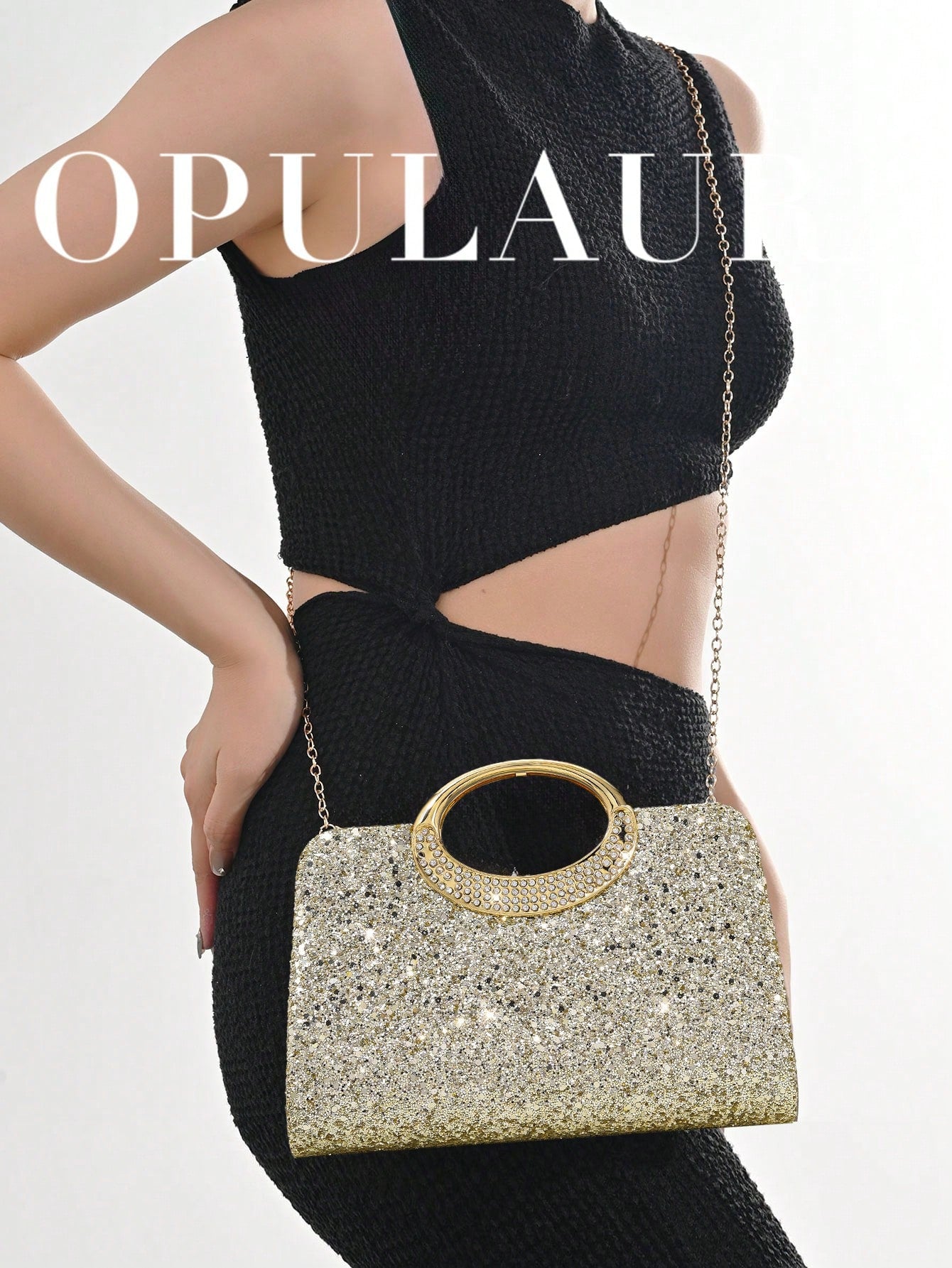 OpulAura Women's Fashion Sparkling Crystal Rhinestone Evening Clutch Bag, Glitzy Luxury Diamond Studded Formal Dress Purse, Suitable For Gala, Party, Birthday, Wedding, As Birthday Gift