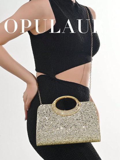 OpulAura Women's Fashion Sparkling Crystal Rhinestone Evening Clutch Bag, Glitzy Luxury Diamond Studded Formal Dress Purse, Suitable For Gala, Party, Birthday, Wedding, As Birthday Gift