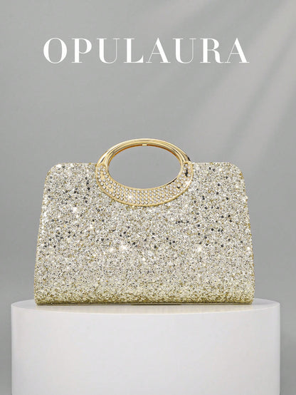 OpulAura Women's Fashion Sparkling Crystal Rhinestone Evening Clutch Bag, Glitzy Luxury Diamond Studded Formal Dress Purse, Suitable For Gala, Party, Birthday, Wedding, As Birthday Gift