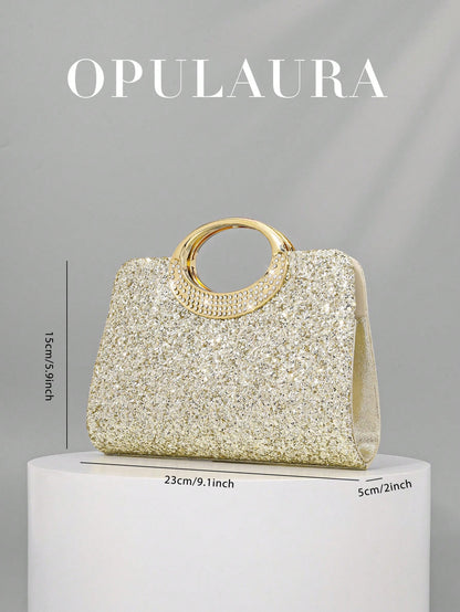 OpulAura Women's Fashion Sparkling Crystal Rhinestone Evening Clutch Bag, Glitzy Luxury Diamond Studded Formal Dress Purse, Suitable For Gala, Party, Birthday, Wedding, As Birthday Gift