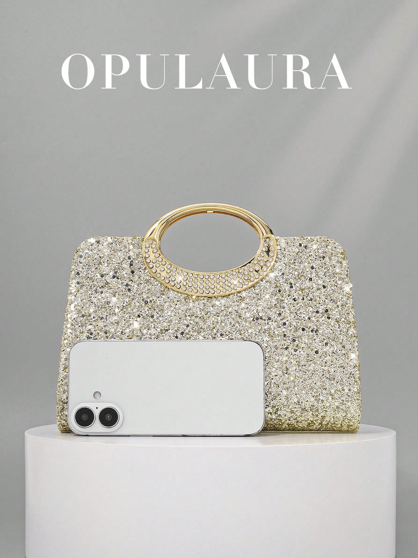 OpulAura Women's Fashion Sparkling Crystal Rhinestone Evening Clutch Bag, Glitzy Luxury Diamond Studded Formal Dress Purse, Suitable For Gala, Party, Birthday, Wedding, As Birthday Gift