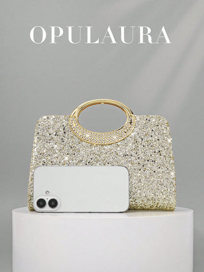 OpulAura Women's Fashion Sparkling Crystal Rhinestone Evening Clutch Bag, Glitzy Luxury Diamond Studded Formal Dress Purse, Suitable For Gala, Party, Birthday, Wedding, As Birthday Gift