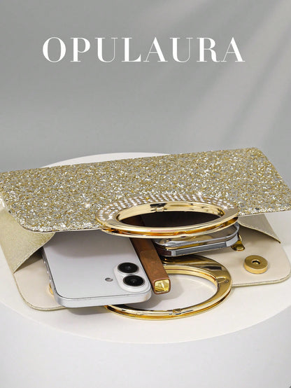 OpulAura Women's Fashion Sparkling Crystal Rhinestone Evening Clutch Bag, Glitzy Luxury Diamond Studded Formal Dress Purse, Suitable For Gala, Party, Birthday, Wedding, As Birthday Gift