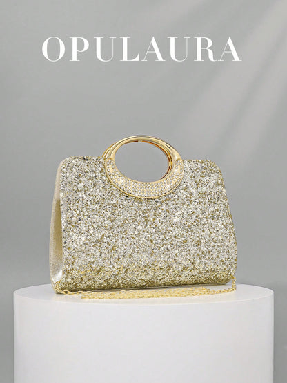 OpulAura Women's Fashion Sparkling Crystal Rhinestone Evening Clutch Bag, Glitzy Luxury Diamond Studded Formal Dress Purse, Suitable For Gala, Party, Birthday, Wedding, As Birthday Gift