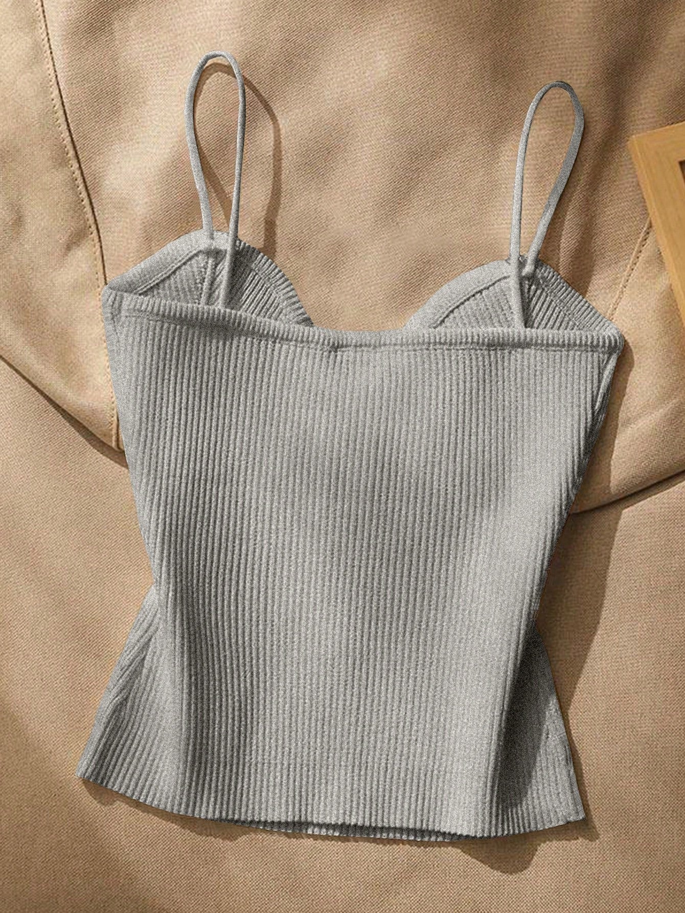Women Metallic Decor Form-Fitting Camisole Knit Top