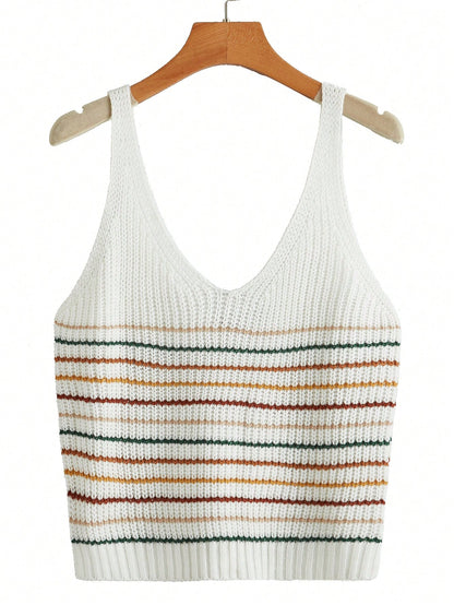 Comfortcana Striped Pattern Knit Top