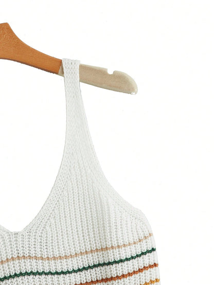 Comfortcana Striped Pattern Knit Top