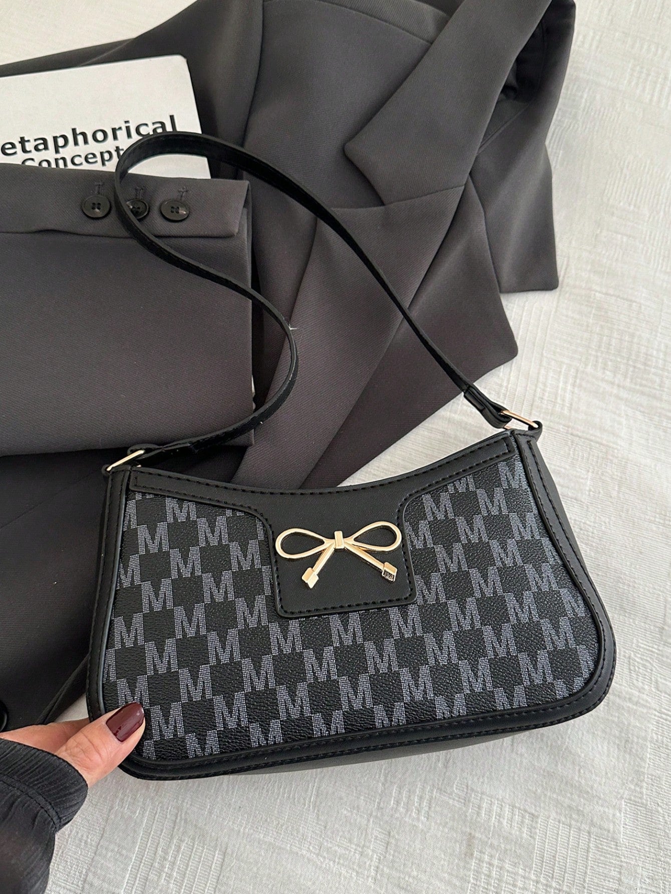 Elegant Crescent-Shaped Underarm Shoulder Bag For Women, Chic Casual Fashion, Solid Color Underarm Bag