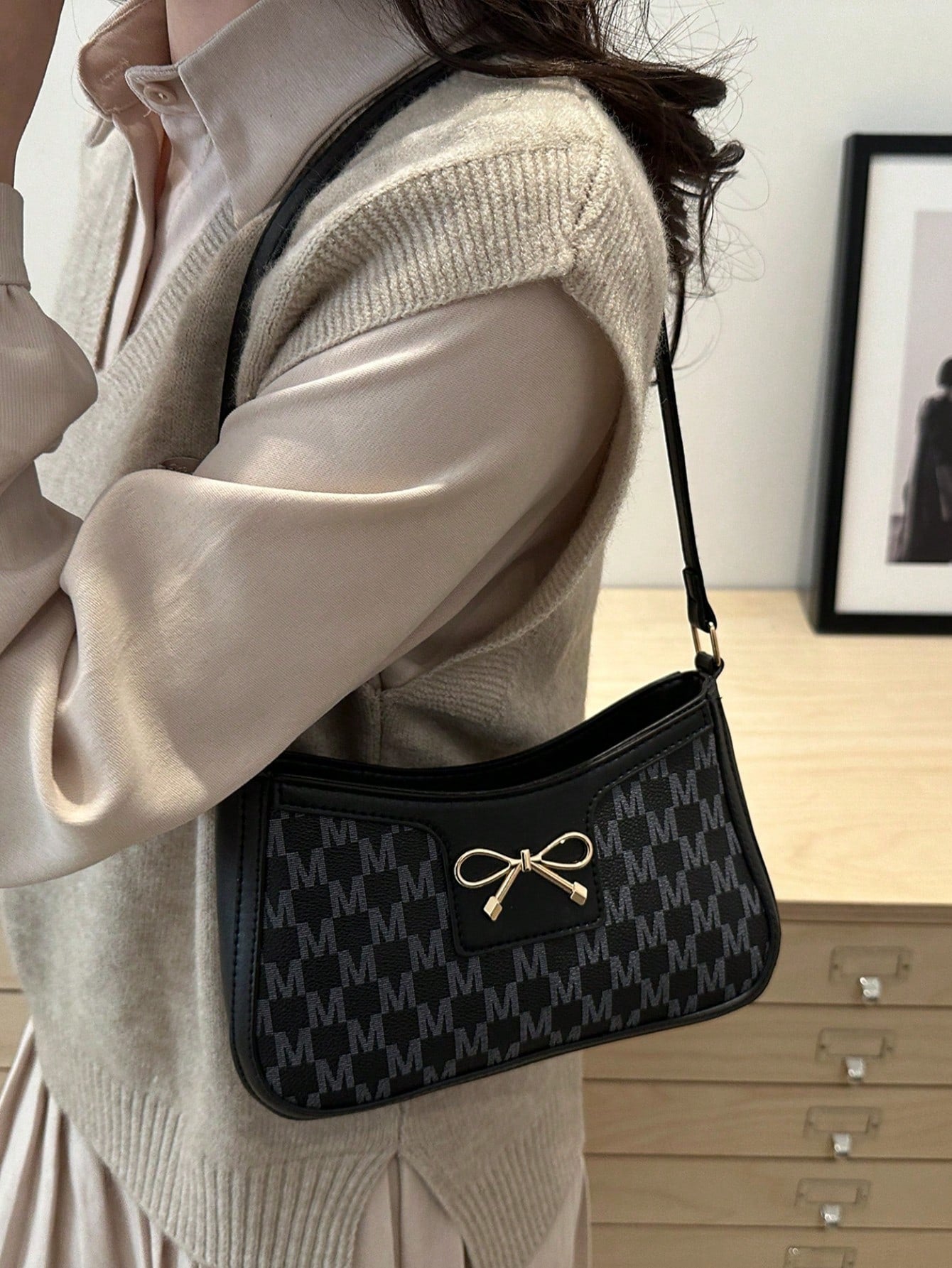 Elegant Crescent-Shaped Underarm Shoulder Bag For Women, Chic Casual Fashion, Solid Color Underarm Bag