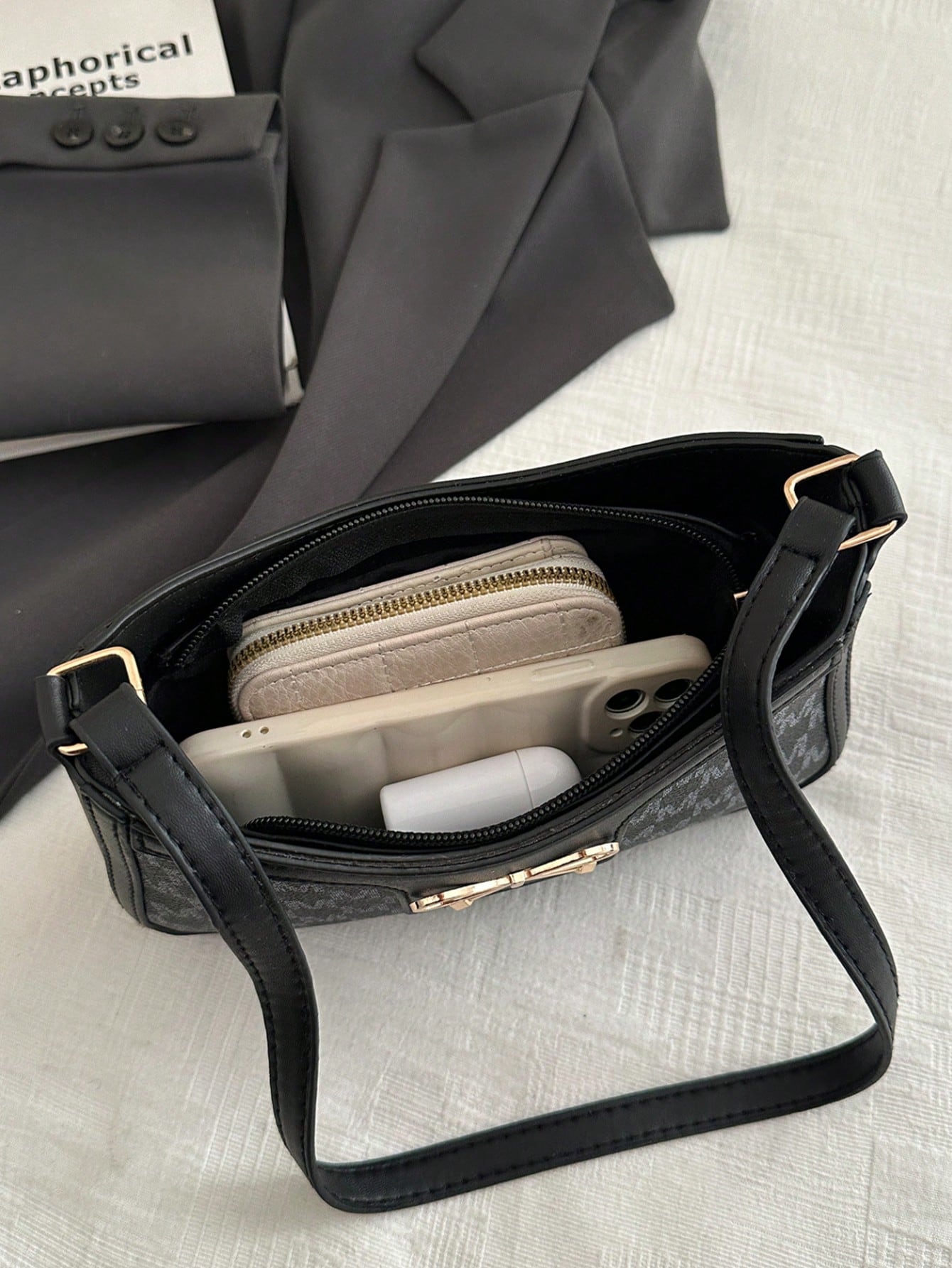 Elegant Crescent-Shaped Underarm Shoulder Bag For Women, Chic Casual Fashion, Solid Color Underarm Bag