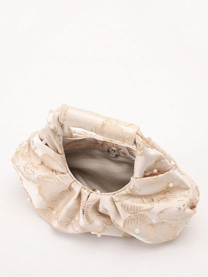 2024 Spring New Arrival Women Handbag, One Piece Of Solid Color Pearl Glossy PU Cloud Bag, Fashionable And Concise Stitching Design With Elegant Elegant For Lady, Foldable And Wrinkled Bag Style.