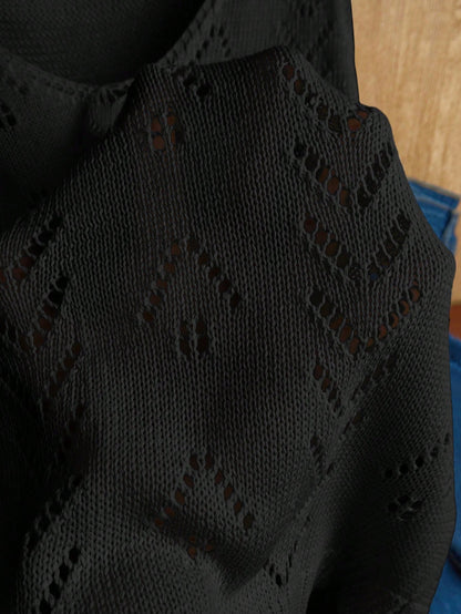 EMERY ROSE Women's Vacation Casual Solid Color Hollow Out Knit Top