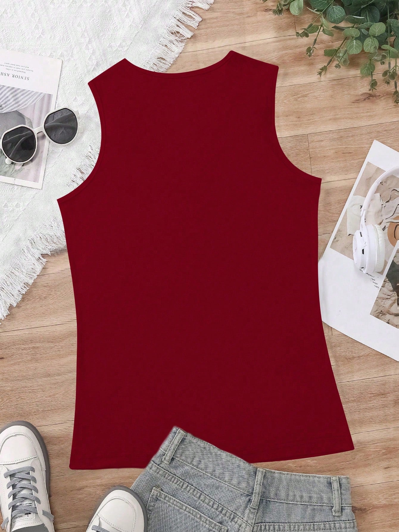 INAWLY Women's Metallic Button Decorated Tank Top For Summer