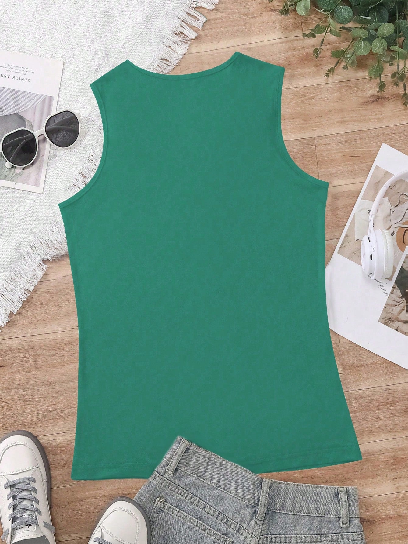 INAWLY Women's Metallic Button Decorated Tank Top For Summer