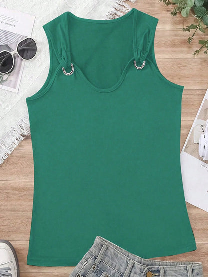 INAWLY Women's Metallic Button Decorated Tank Top For Summer