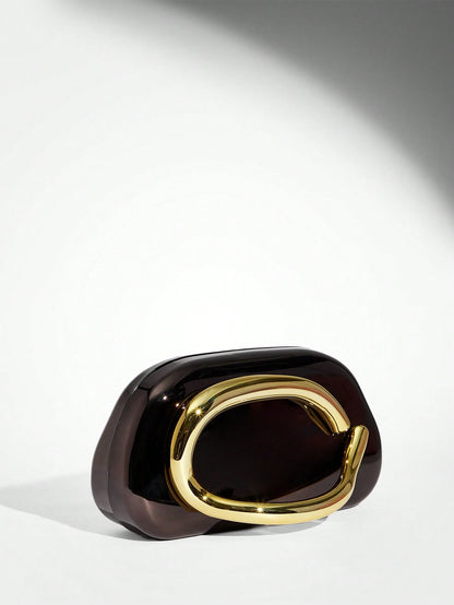 SHEIN BAE Women's Fashionable Metallic Effect Evening Party Clutch Bag, Perfectly Matching With Bridal Party, Party Bags,Perfect For Party Wedding Prom Dinner/Banquet Matching With Holiday Party Dress Evening Dress & Sequin Dress