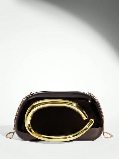 SHEIN BAE Women's Fashionable Metallic Effect Evening Party Clutch Bag, Perfectly Matching With Bridal Party, Party Bags,Perfect For Party Wedding Prom Dinner/Banquet Matching With Holiday Party Dress Evening Dress & Sequin Dress