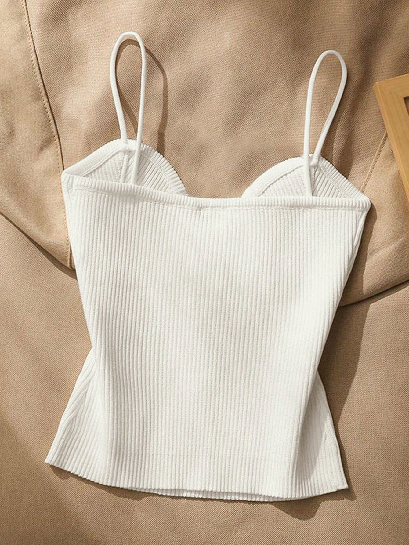 Women Metallic Decor Form-Fitting Camisole Knit Top