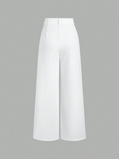 Sweetra Vintage Elegant Jacquard Pleated Wide-Leg Pants For Women, Autumn/Winter Fall Cloth For Women