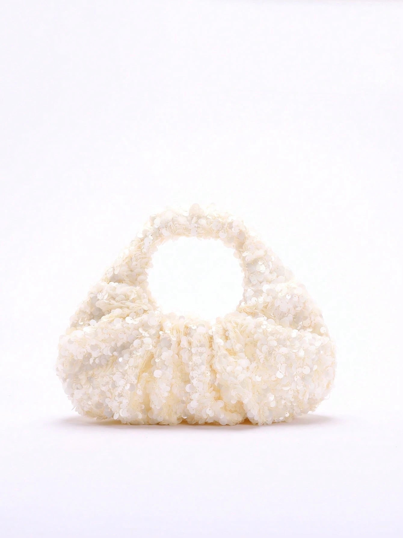 2024 Spring New Arrival Women Handbag, One Piece Of Solid Color Pearl Glossy PU Cloud Bag, Fashionable And Concise Stitching Design With Elegant Elegant For Lady, Foldable And Wrinkled Bag Style.