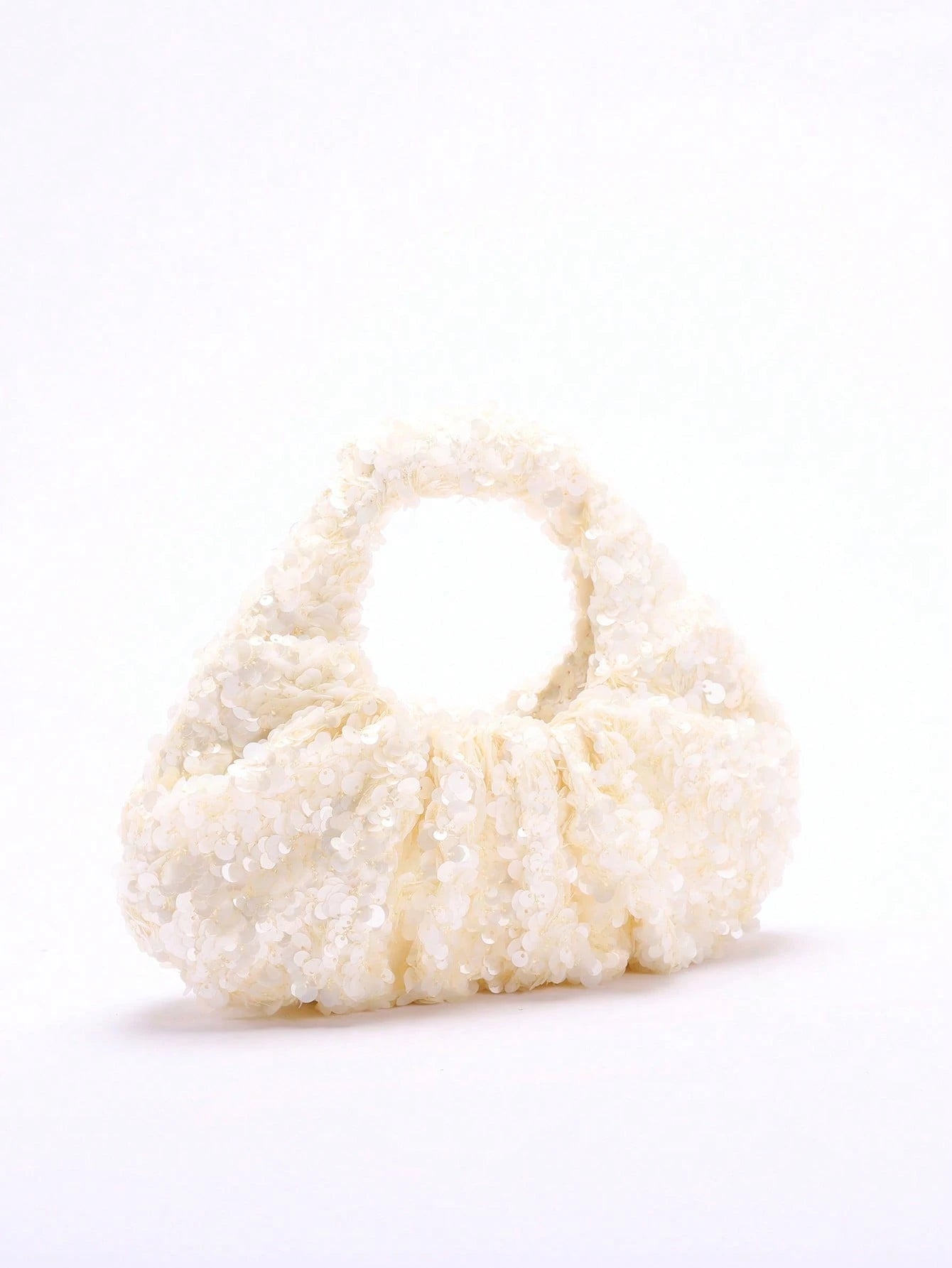 2024 Spring New Arrival Women Handbag, One Piece Of Solid Color Pearl Glossy PU Cloud Bag, Fashionable And Concise Stitching Design With Elegant Elegant For Lady, Foldable And Wrinkled Bag Style.