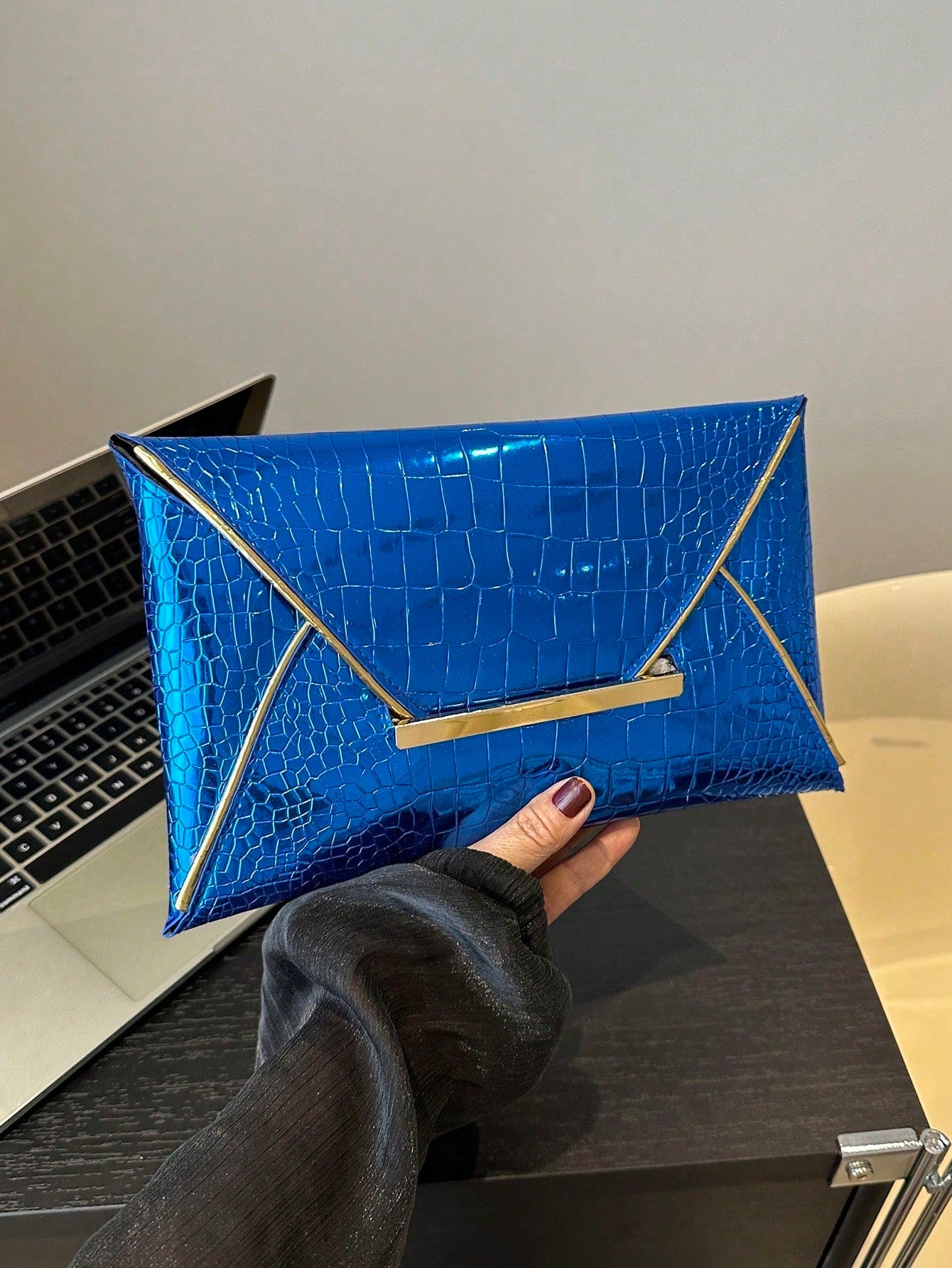 Crocodile Print, Snake Print, Solid Color, Minimalist, Fashionable, Casual PU Clutch, Envelope Bag, Fashionable Clutch Bags For Woman