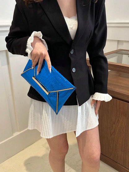 Crocodile Print, Snake Print, Solid Color, Minimalist, Fashionable, Casual PU Clutch, Envelope Bag, Fashionable Clutch Bags For Woman