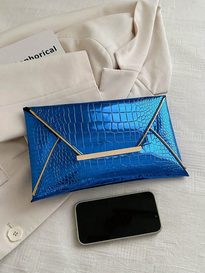 Crocodile Print, Snake Print, Solid Color, Minimalist, Fashionable, Casual PU Clutch, Envelope Bag, Fashionable Clutch Bags For Woman