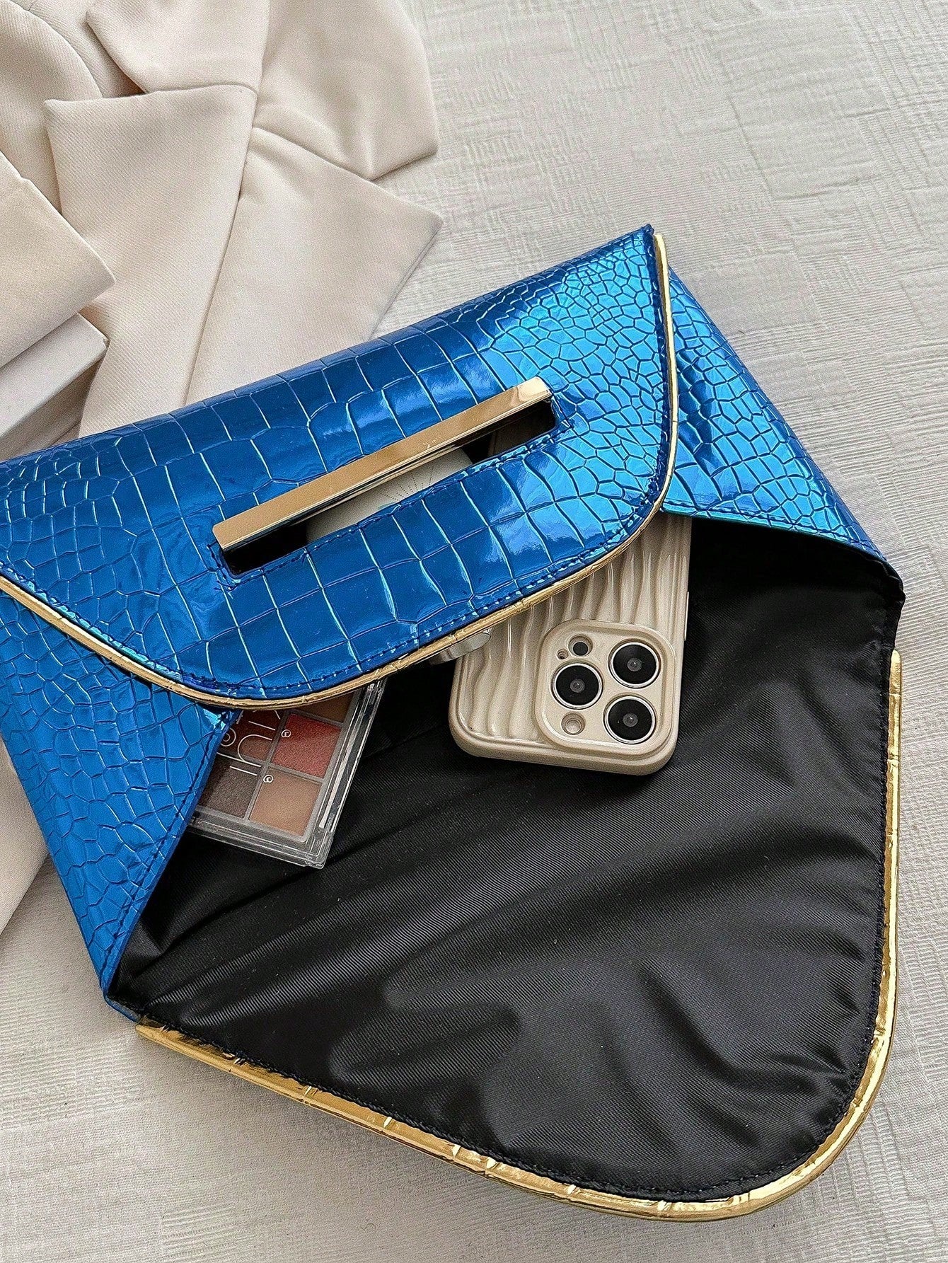 Crocodile Print, Snake Print, Solid Color, Minimalist, Fashionable, Casual PU Clutch, Envelope Bag, Fashionable Clutch Bags For Woman