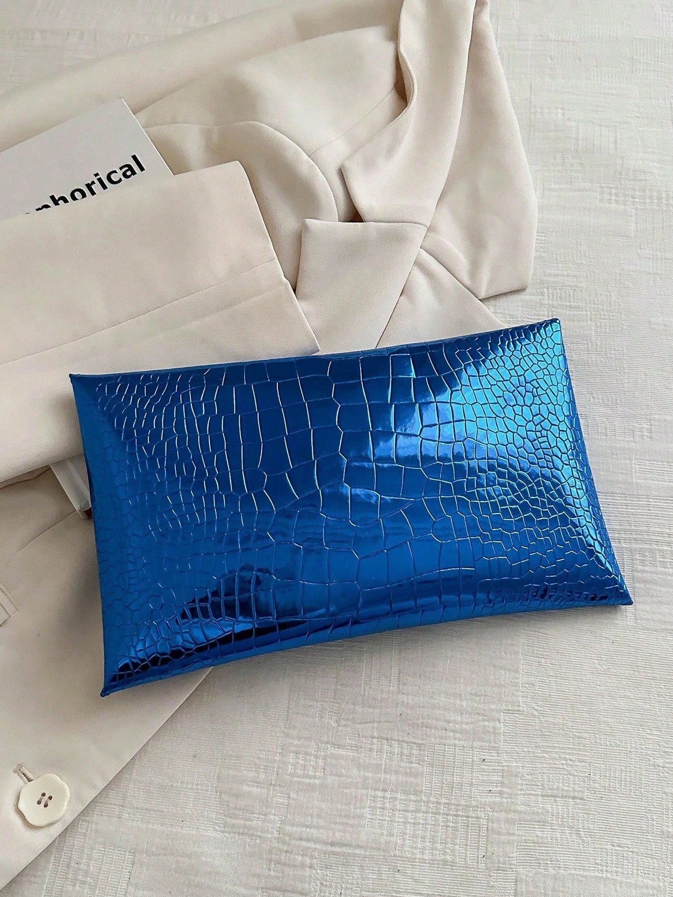 Crocodile Print, Snake Print, Solid Color, Minimalist, Fashionable, Casual PU Clutch, Envelope Bag, Fashionable Clutch Bags For Woman