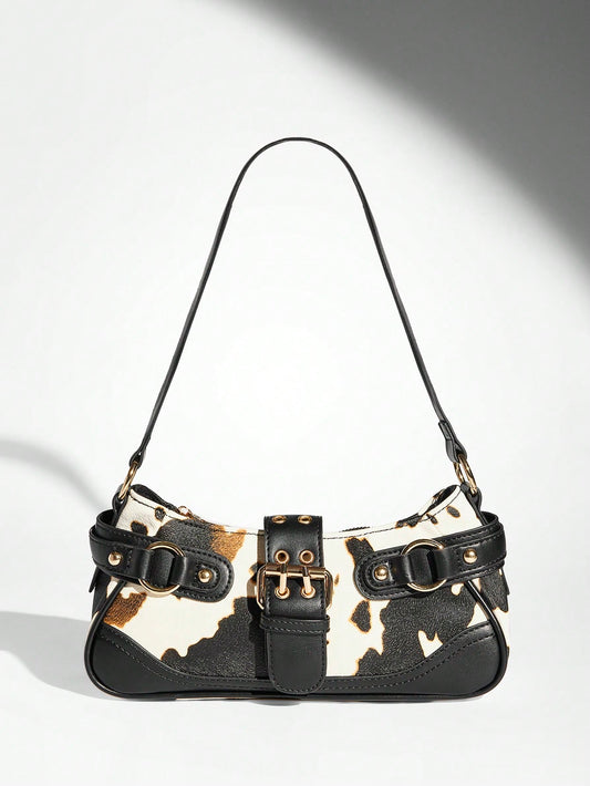 SHEIN BAE Women Street Commuter Leopard Print Patchwork PU Shoulder Bag, Leopard Print Purse For Women Leopard Comeback, Animal Print Women Bag