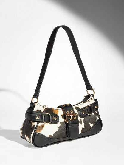 SHEIN BAE Women Street Commuter Leopard Print Patchwork PU Shoulder Bag, Leopard Print Purse For Women Leopard Comeback, Animal Print Women Bag