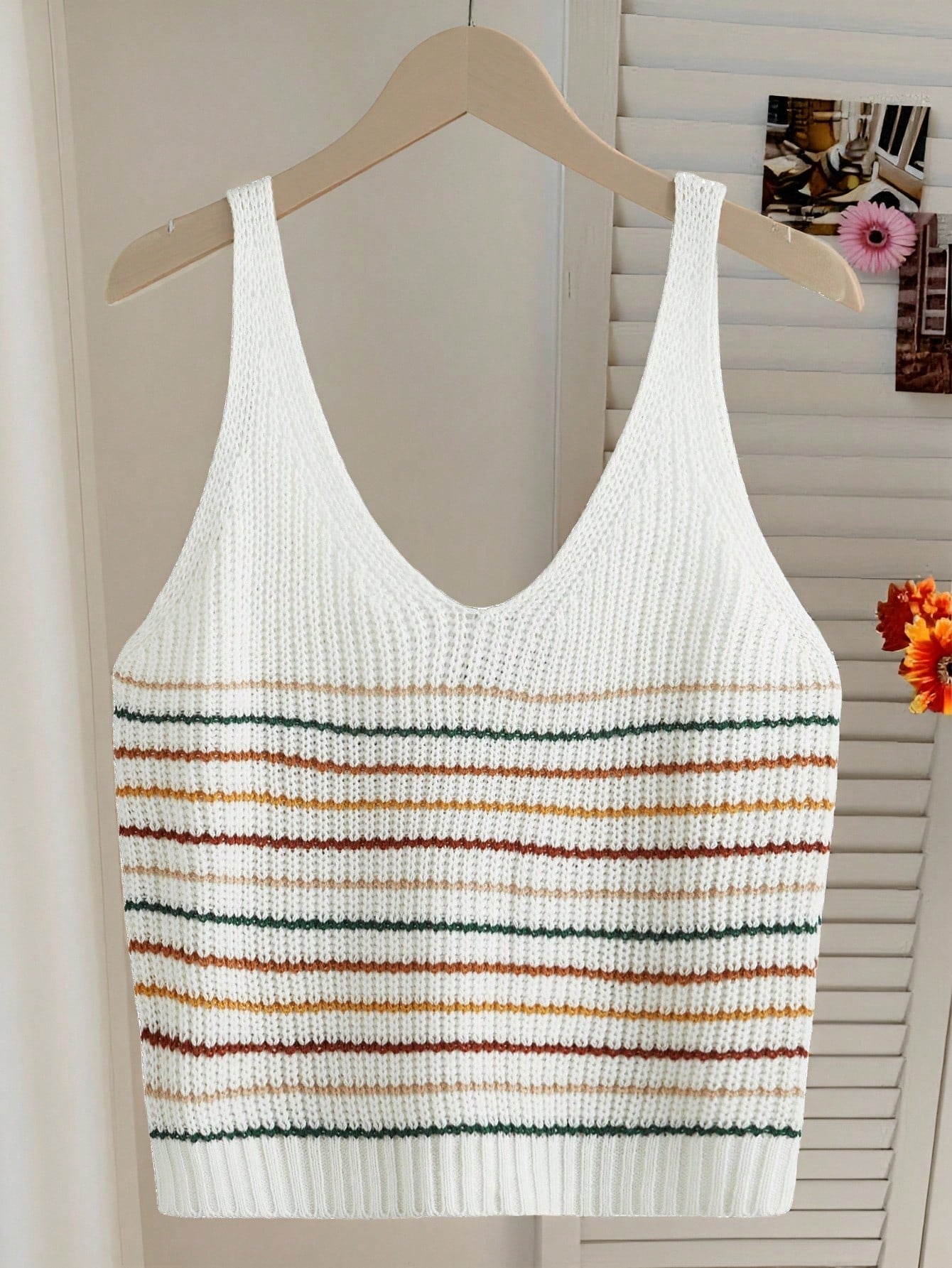 Comfortcana Striped Pattern Knit Top