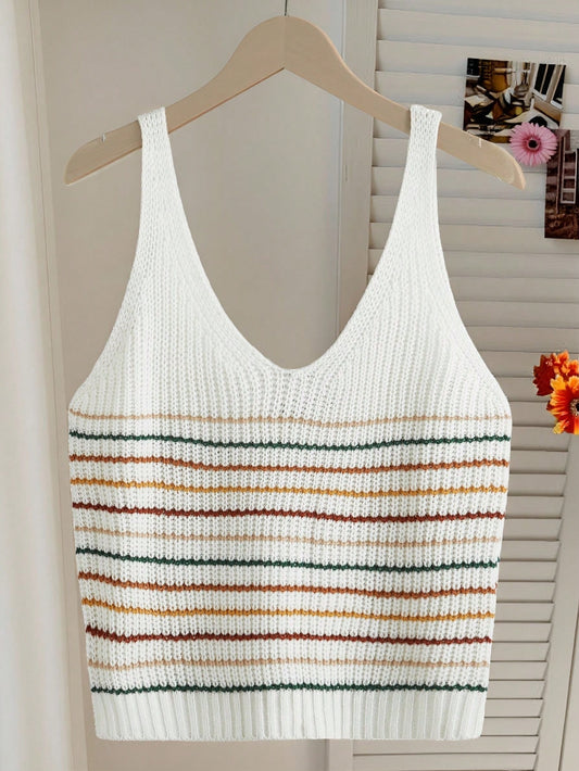 Comfortcana Striped Pattern Knit Top