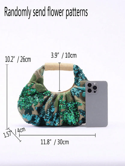 2024 Spring New Arrival Women Handbag, One Piece Of Solid Color Pearl Glossy PU Cloud Bag, Fashionable And Concise Stitching Design With Elegant Elegant For Lady, Foldable And Wrinkled Bag Style.