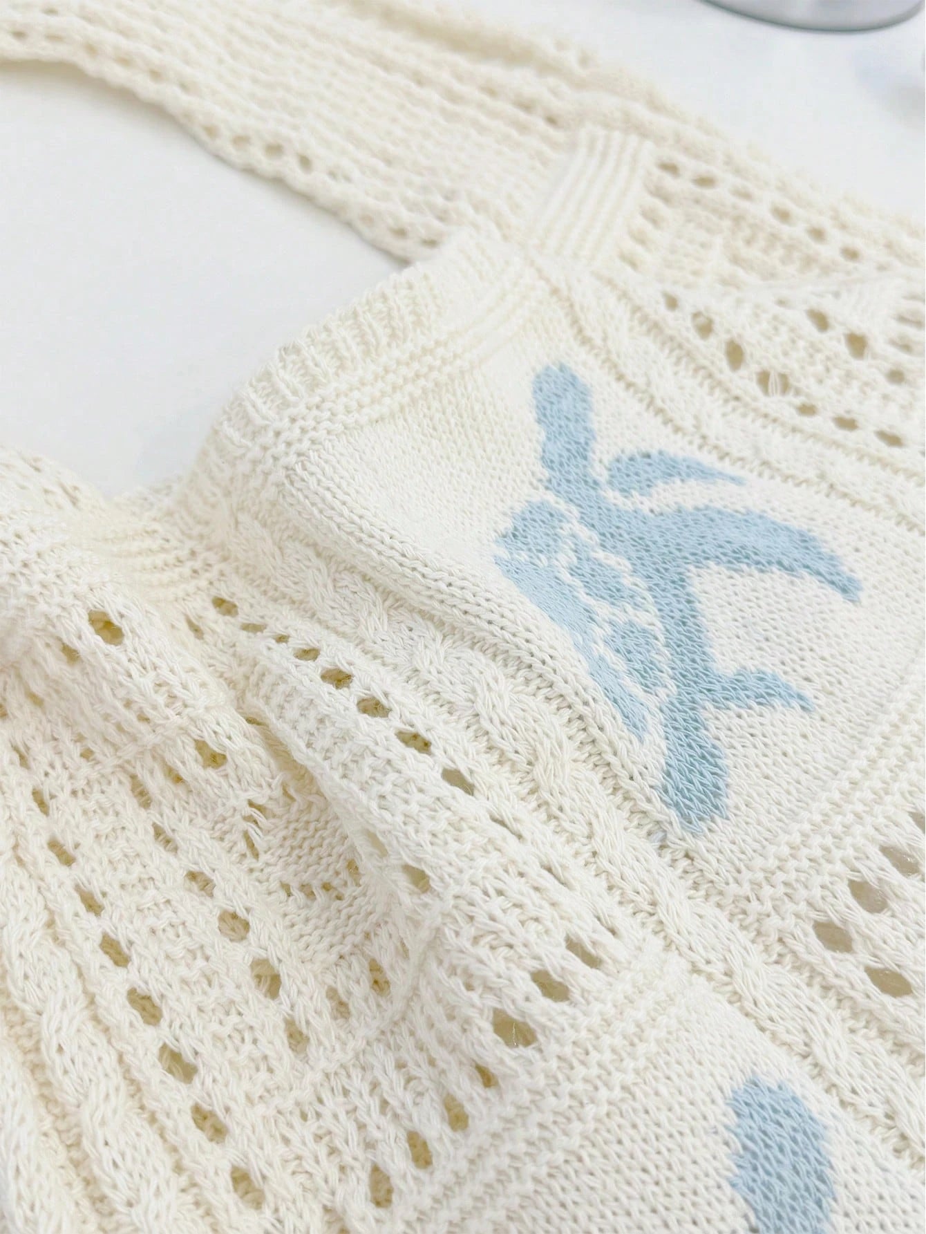 Summer New Style Lady Daily Use Lightweight Tote Bags Sea Turtle Pattern Hollowed Out Knitted Crochet Beach Shopping Bags,Summer Bag,Holiday,Vacation, Perfectly Matching With Crochet Set