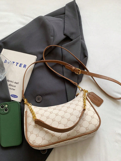 1pc Solid Color PU Leather Shoulder Bag For Women, Versatile Crossbody Bag For Commuting, Adjustable Shoulder Strap