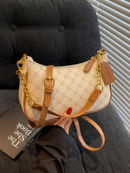 1pc Solid Color PU Leather Shoulder Bag For Women, Versatile Crossbody Bag For Commuting, Adjustable Shoulder Strap