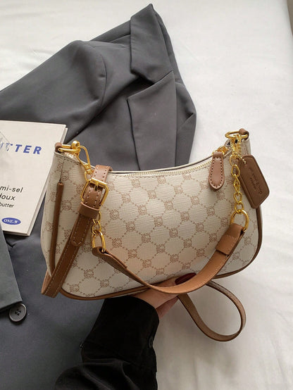 1pc Solid Color PU Leather Shoulder Bag For Women, Versatile Crossbody Bag For Commuting, Adjustable Shoulder Strap