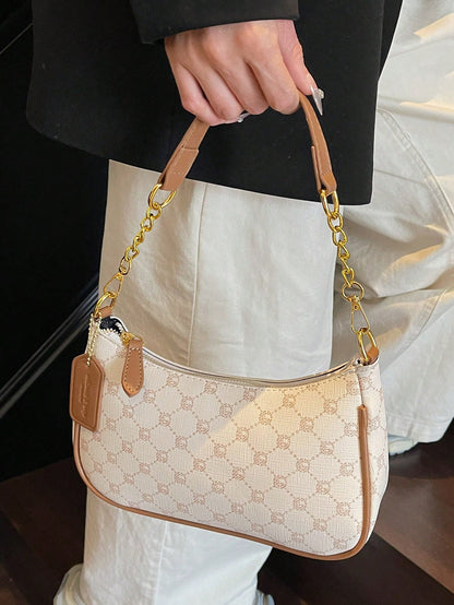 1pc Solid Color PU Leather Shoulder Bag For Women, Versatile Crossbody Bag For Commuting, Adjustable Shoulder Strap