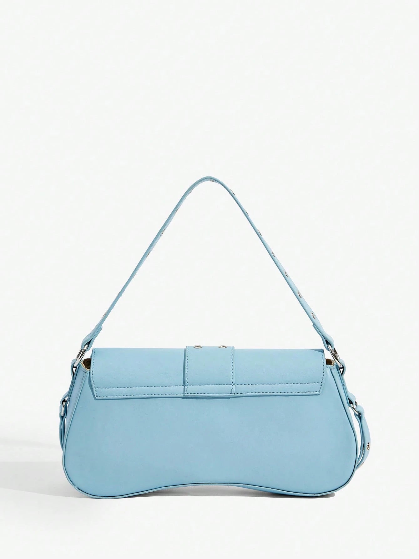 SHEIN X Lucía Bellido SHEIN SXY Fashionable Black Stud Shoulder Bag For Women, Versatile, Shopping Bag, Cool, Street Bag, Teenagers