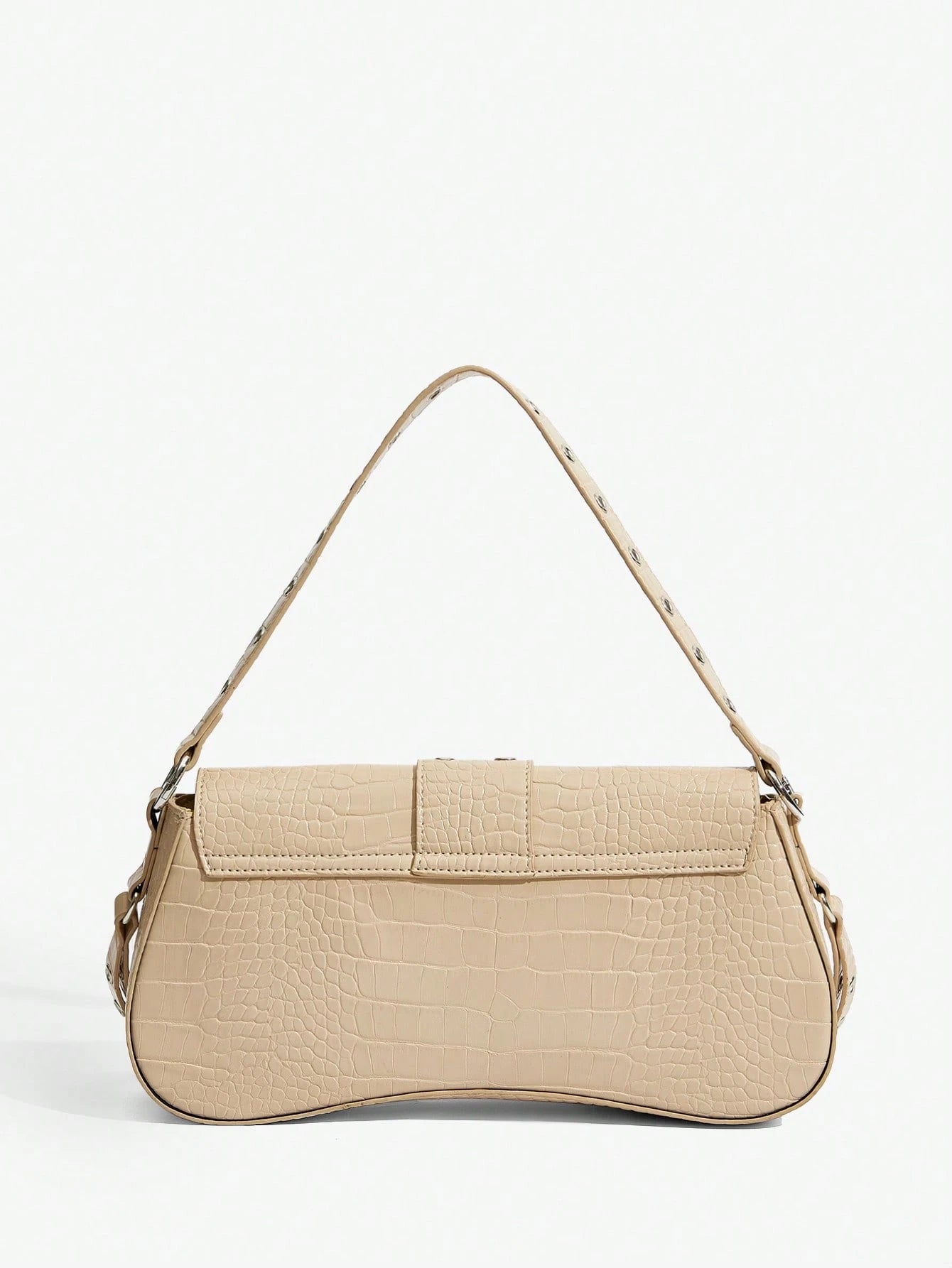 SHEIN X Lucía Bellido SHEIN SXY Fashionable Black Stud Shoulder Bag For Women, Versatile, Shopping Bag, Cool, Street Bag, Teenagers