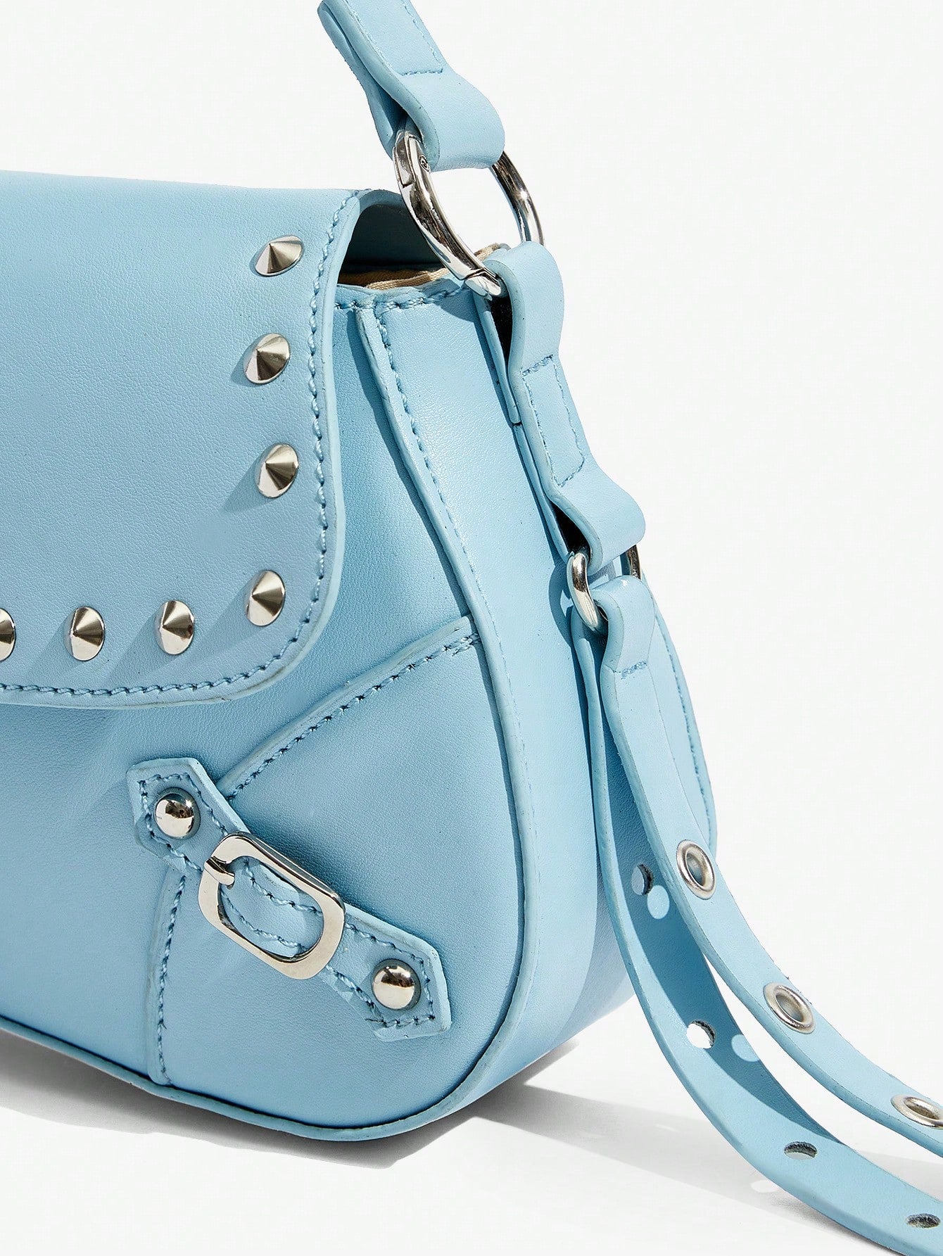 SHEIN X Lucía Bellido SHEIN SXY Fashionable Black Stud Shoulder Bag For Women, Versatile, Shopping Bag, Cool, Street Bag, Teenagers