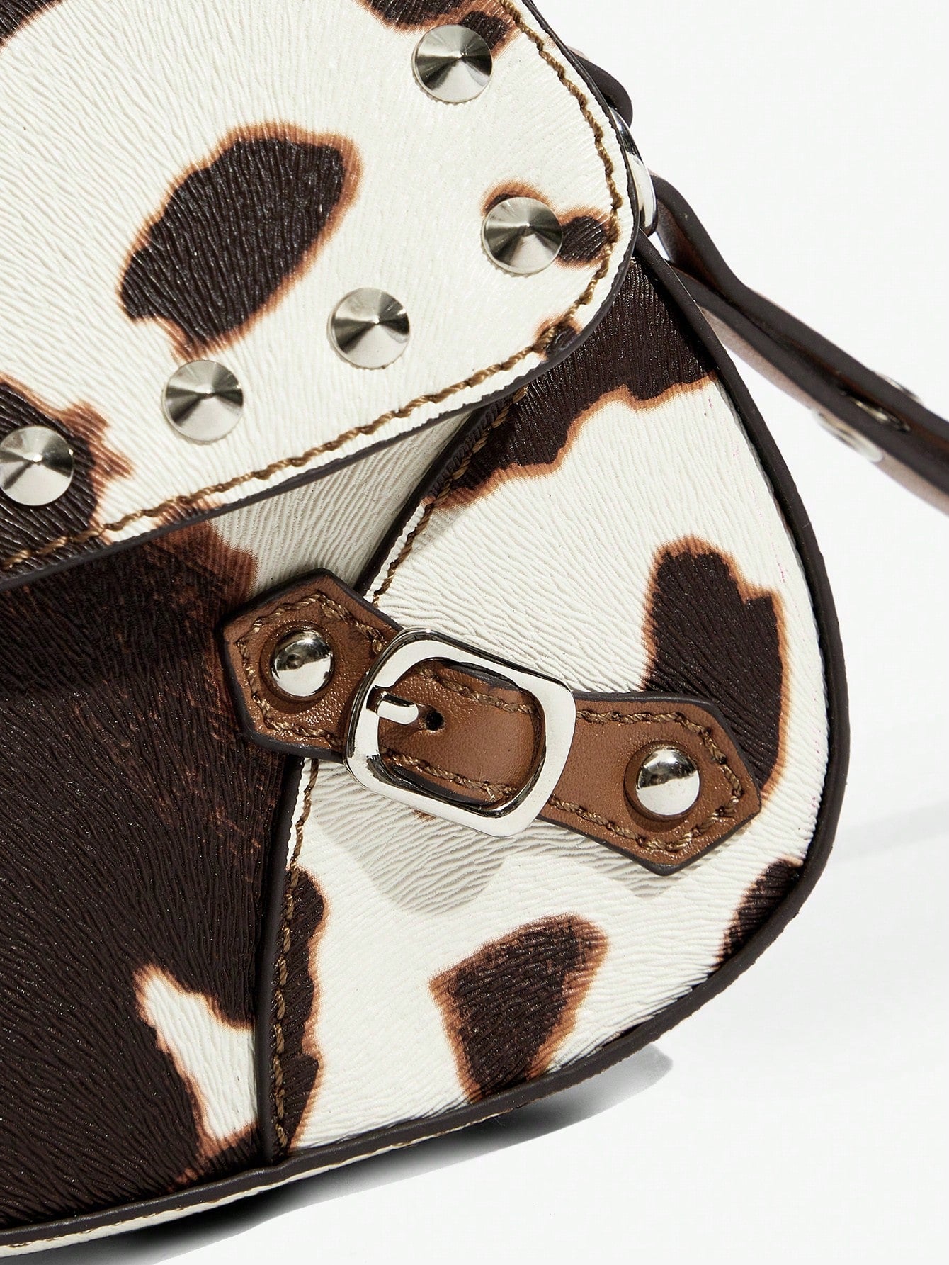 SHEIN X Lucía Bellido SHEIN SXY Fashionable Black Stud Shoulder Bag For Women, Versatile, Shopping Bag, Cool, Street Bag, Teenagers