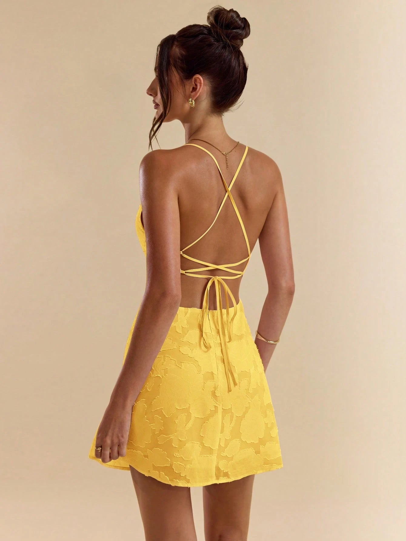 SHEIN BAE Spring/Summer Solid Pink Bodycon Low Back Tie Strap Textured A-Line Super Short Mini Dress For Women,Bohemian Clothes,Bodycon Dress