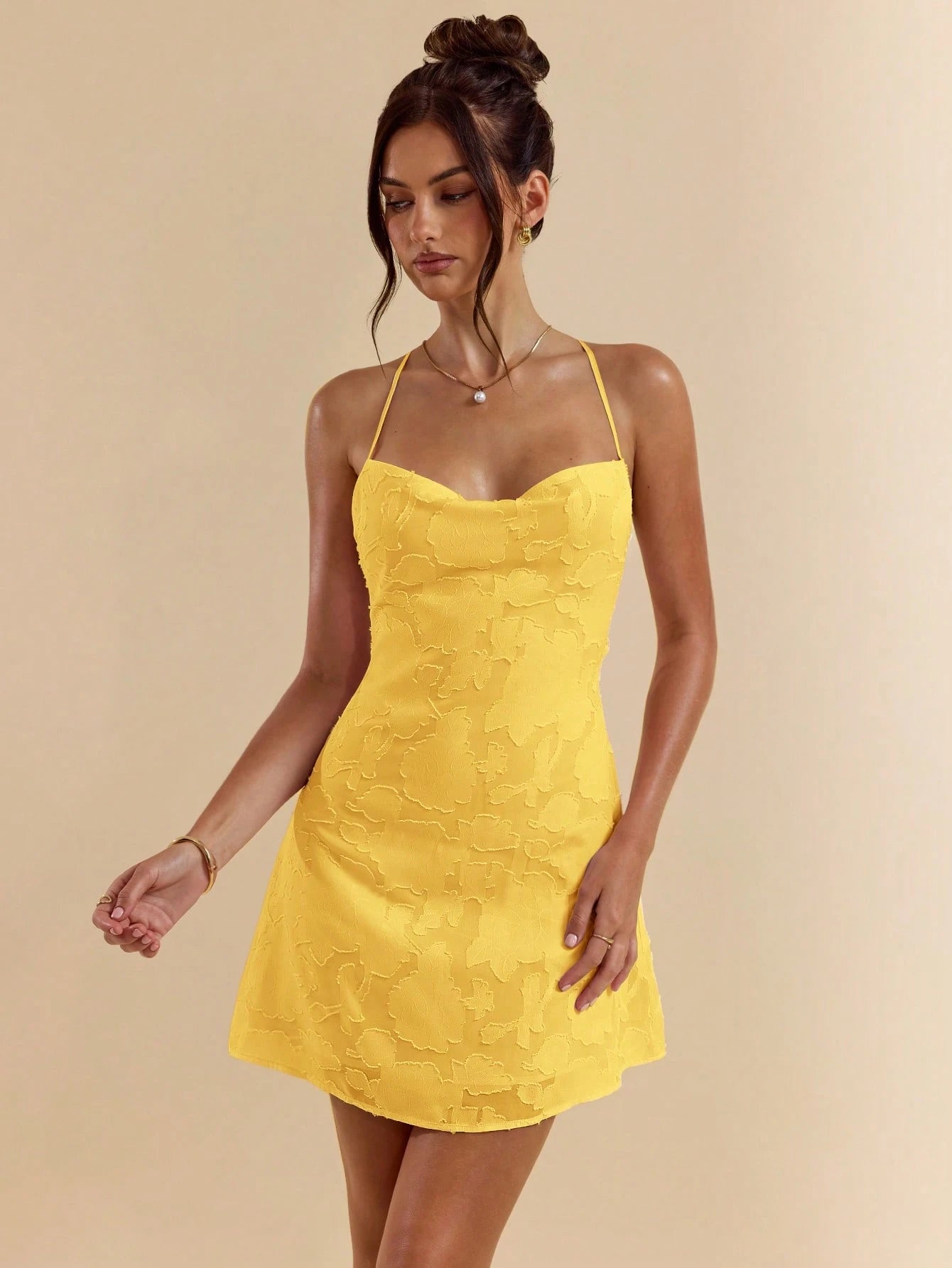 SHEIN BAE Spring/Summer Solid Pink Bodycon Low Back Tie Strap Textured A-Line Super Short Mini Dress For Women,Bohemian Clothes,Bodycon Dress