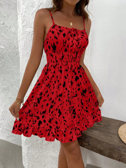 EMERY ROSE Vacation Casual Allover Print Backless Camisole Dress