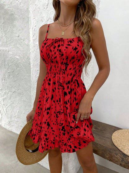 EMERY ROSE Vacation Casual Allover Print Backless Camisole Dress
