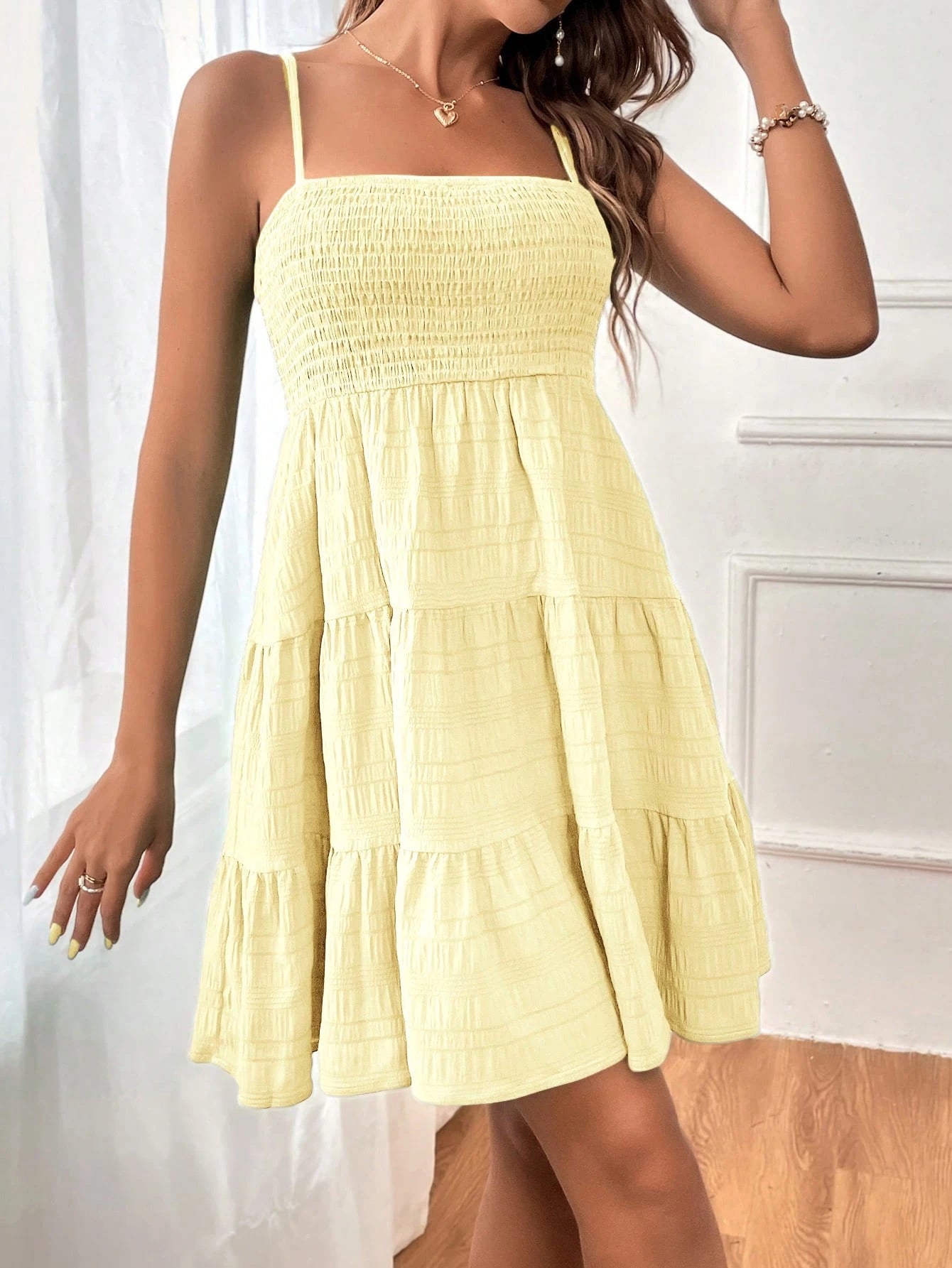 Soleia WYWH Women Spring Break Solid Ruffle Hem Cami Blue Dress,Summer Dresses For Women